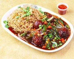 Indo-Chinese combo meal at Calcutta Wok in Iselin, NJ